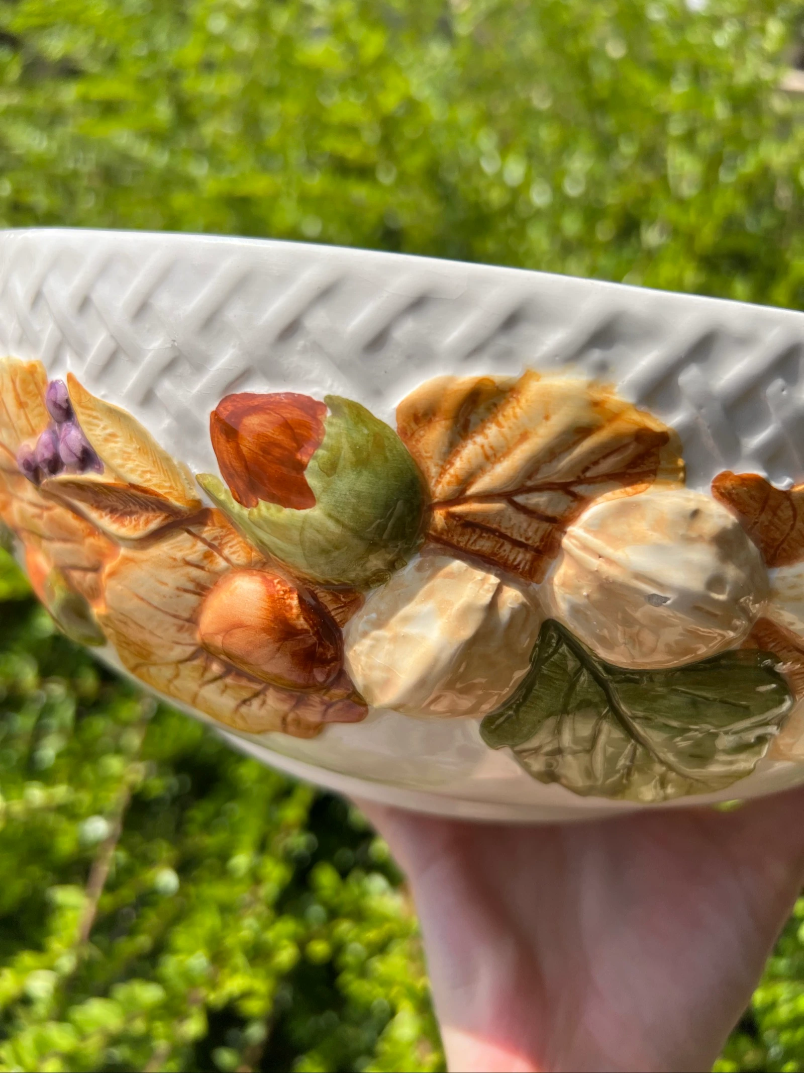 🍂 Vintage keramische slakom herfst 🍂 noten walnoten bladeren rustieke decoratie 28,5 cm – photo 4